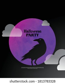 Halloween Crow and Moon Layout/Cover. Creative Design Concept Background