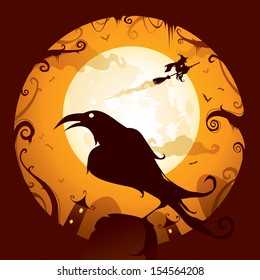 Halloween - Crow in Halloween night