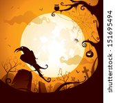Halloween - Crow on the graveyard