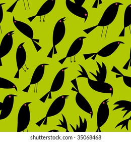 Halloween Crow Seamless Pattern