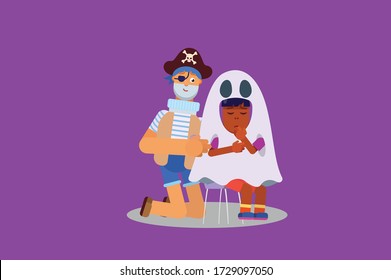 Halloween crying character design. This character illustration can use as a sticker also.
