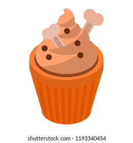 Halloween cup cake icon. Isometric of halloween cup cake vector icon for web design isolated on white background