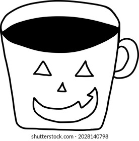 Halloween a cup of coffee doodle a hand drawn vector. 