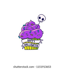 Halloween cupcake. It can be used for sticker, patch, phone case, poster, t-shirt, mug etc.