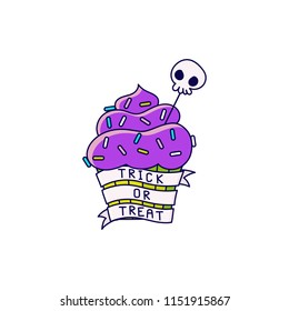 Halloween cupcake. It can be used for sticker, patch, phone case, poster, t-shirt, mug etc.