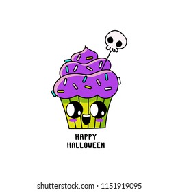 Halloween cupcake. It can be used for sticker, patch, phone case, poster, t-shirt, mug etc.