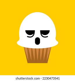 Halloween cupcake Ghost. Cupcake for holiday. Vector illustration