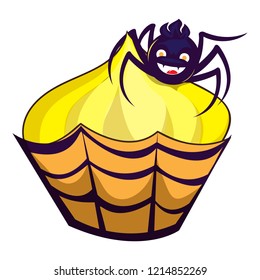 Halloween cupcake icon. Cartoon of halloween cupcake vector icon for web design