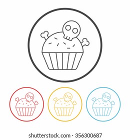 halloween cupcake line icon