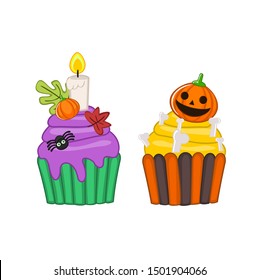 Halloween Cupcake  on white background