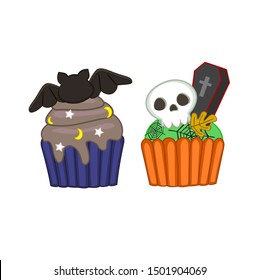 Halloween Cupcake  on white background