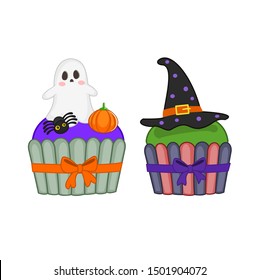 Halloween Cupcake  on white background