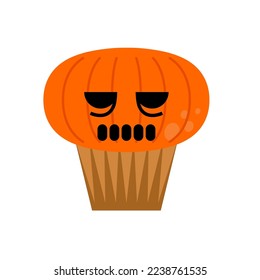 Halloween cupcake Pumpkin. Cupcake for holiday. Vector illustration