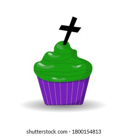 Halloween Cupcake, Recipes FOR HALLOWEEN. DESSERTS. Isolated elements .Vector illustration.