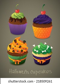 Halloween cupcake set. Scary sweets to celebrate Halloween. 