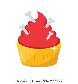 Halloween cupcake vector colorful stickers Icon Design illustration. EPS 10 File