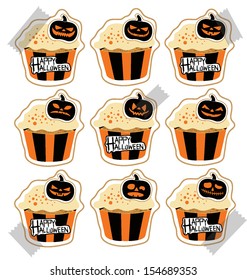 Halloween cupcake vector illustration.