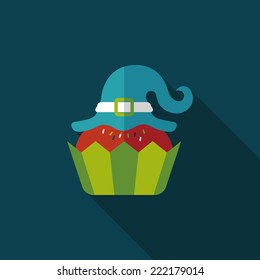 Halloween cupcake with witch's hat flat icon with long shadow,eps10