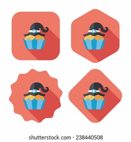 Halloween cupcake with witch's hat flat icon with long shadow,eps10