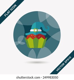 Halloween cupcake with witch's hat flat icon with long shadow,eps10