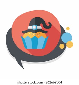 Halloween cupcake with witch's hat flat icon with long shadow,eps10
