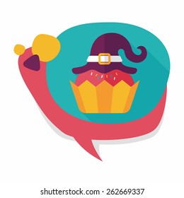 Halloween cupcake with witch's hat flat icon with long shadow,eps10