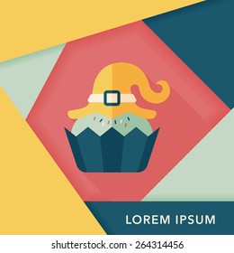 Halloween cupcake with witch's hat flat icon with long shadow,eps10