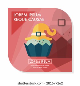 Halloween cupcake with witch's hat flat icon with long shadow,eps10