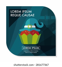 Halloween cupcake with witch's hat flat icon with long shadow,eps10