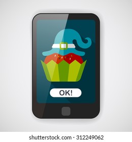 Halloween cupcake with witch's hat flat icon with long shadow,eps10