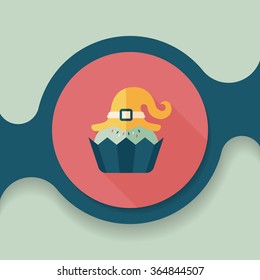 Halloween cupcake with witch's hat flat icon with long shadow,eps10