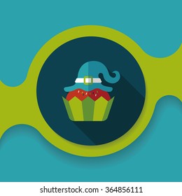 Halloween cupcake with witch's hat flat icon with long shadow,eps10