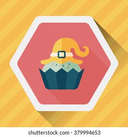 Halloween cupcake with witch's hat flat icon with long shadow,eps10