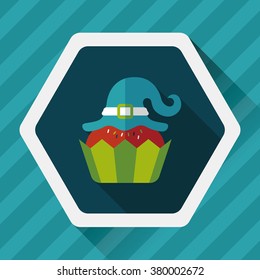 Halloween cupcake with witch's hat flat icon with long shadow,eps10
