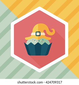 Halloween cupcake with witch's hat flat icon with long shadow,eps10