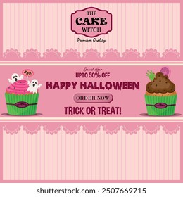 Halloween cupcakes bakery sale flyer 