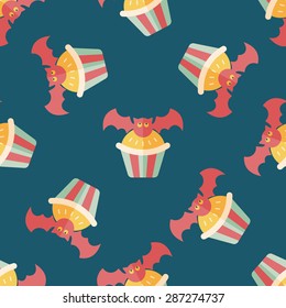 Halloween cupcakes with bat flat icon,eps10 seamless pattern background