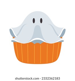 Ilustración de pastelitos de Halloween. Muffins adornados con fantasía, pastelitos temáticos para el 31 de octubre y postre temible caricatura de comida ilustración vectorial conjunto de biféretro de pastel de halloween espeluznante