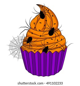 Halloween cupcakes on a white background
