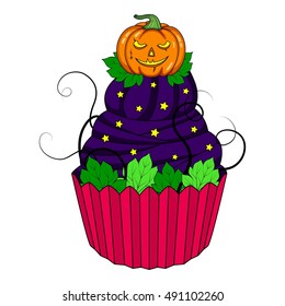 Halloween cupcakes on a white background
