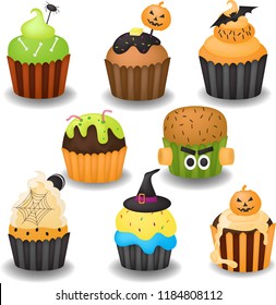 Halloween Cupcakes and Treats Vector