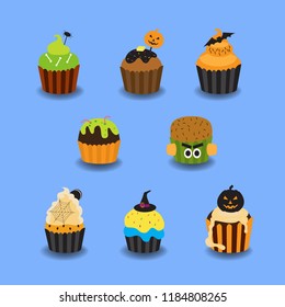 Halloween Cupcakes and Treats Vector