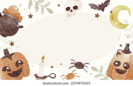 Halloween Cute background in watercolor style