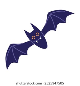 Halloween cute bat. Spooky festive element. Vector illustration in flat style
