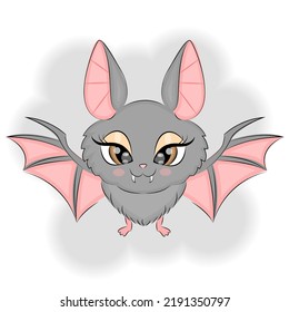 Halloween cute bat, vector illustration print