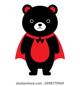 Halloween Cute Bear in Red and Black Vector Illustration.