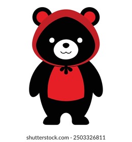 Halloween Cute Bear in Red and Black Vector Illustration.