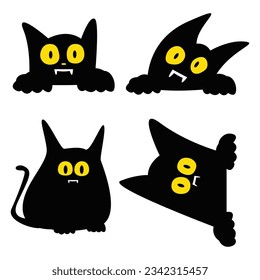 halloween cute black cat character. vector illlustration