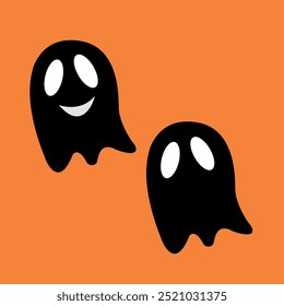 Halloween Cute Black Ghost Silhouette for Spooky Designs