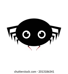 Halloween cute black spider vector with scary teeth. Halloween illustration design with the black spider vector. Old a cute spider design with a scary face.